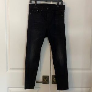 R13 black wash straight jean